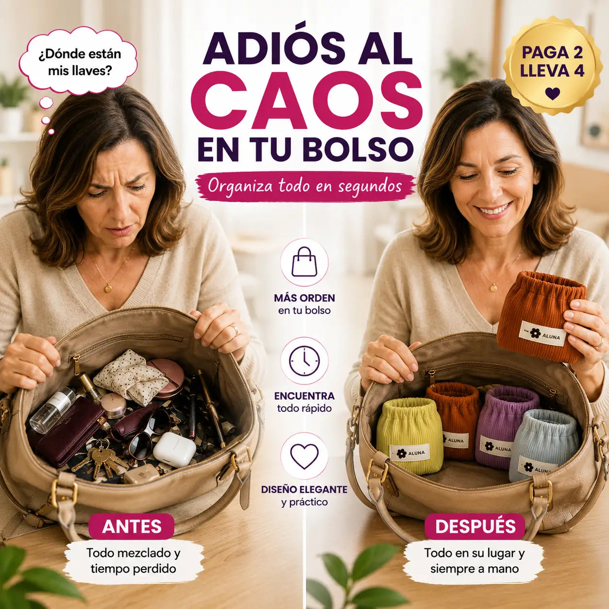 Organizadores para tu bolso - (Lleva 4X1 sólo por esta semana)